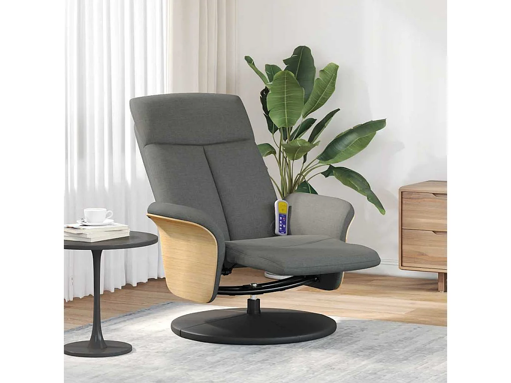 Massagesessel mit Fußteil Dunkelgrau Stoff SHL57687