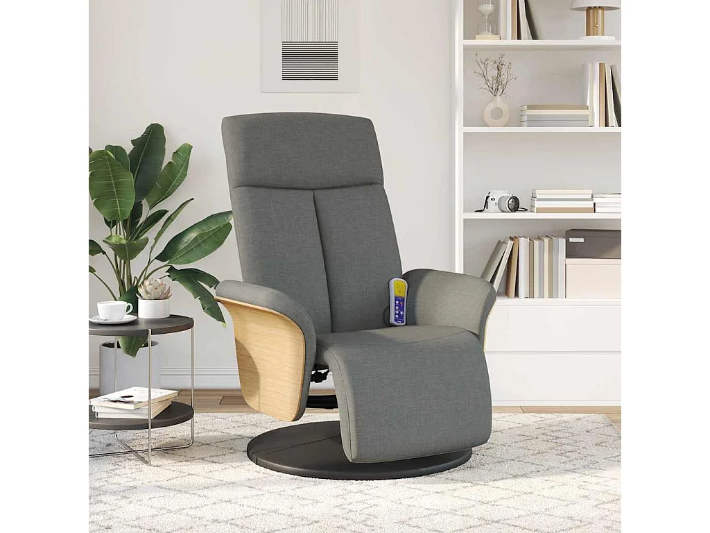Massagesessel mit Fußteil Dunkelgrau Stoff SHL57687