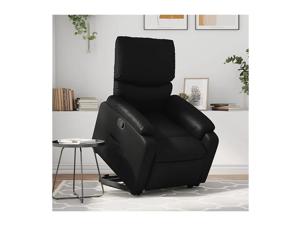 Sillón de relax | Sillón reclinable elevable cuero artificial negro SHL5004