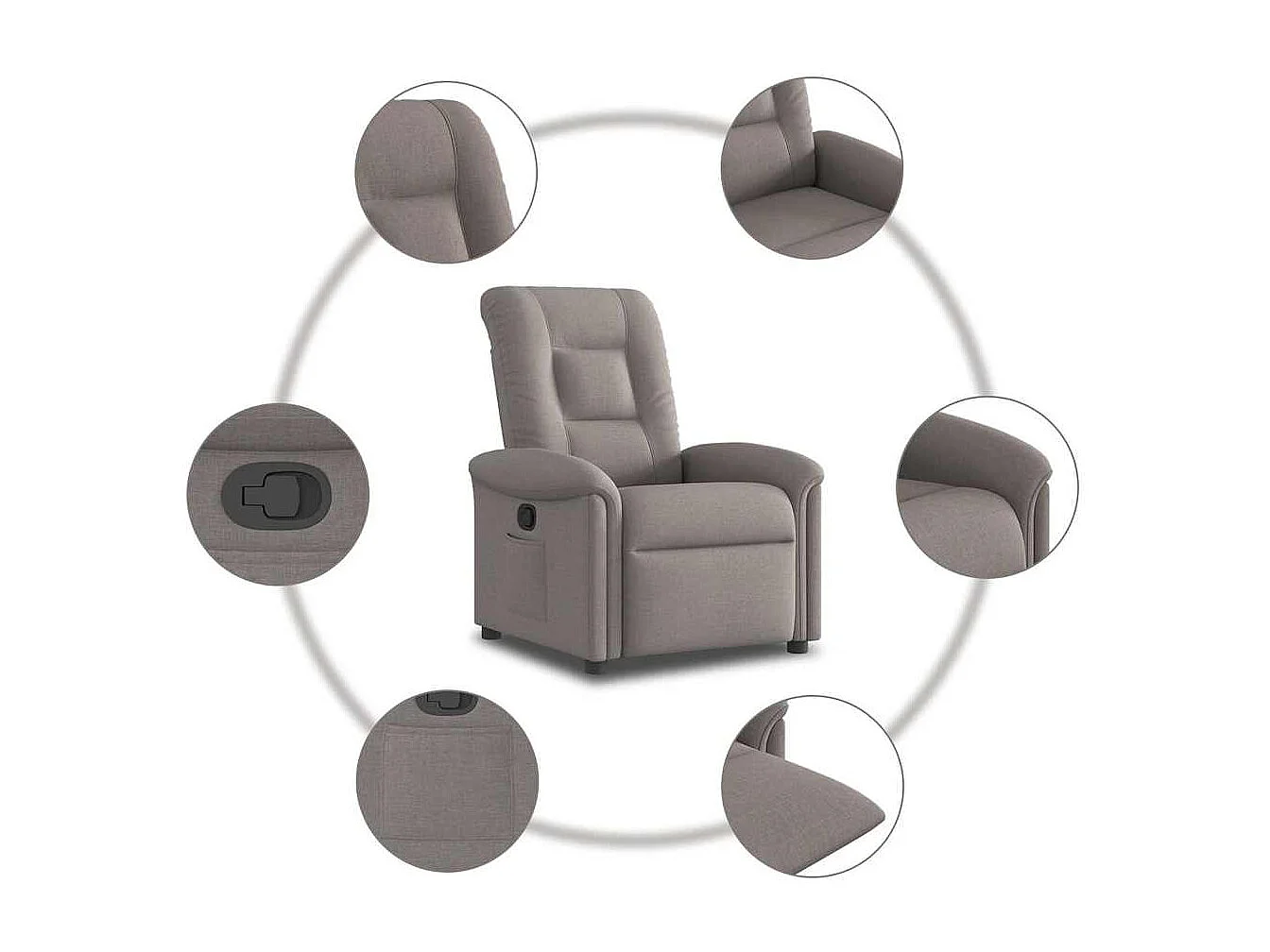 Sillón de relax | Silla | Sillón reclinable de tela gris taupe SHL6889