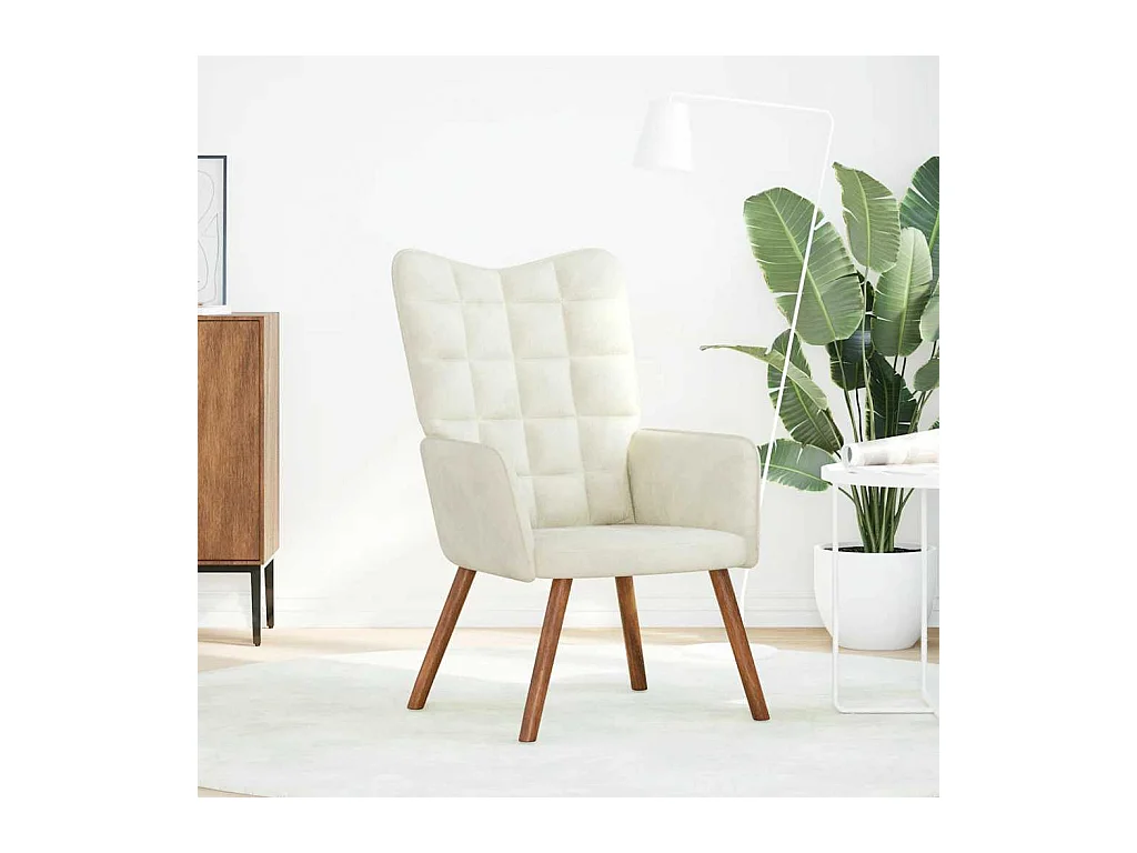 Fauteuil de Salon-Chaise de relaxation moderne crème velours SHL3366
