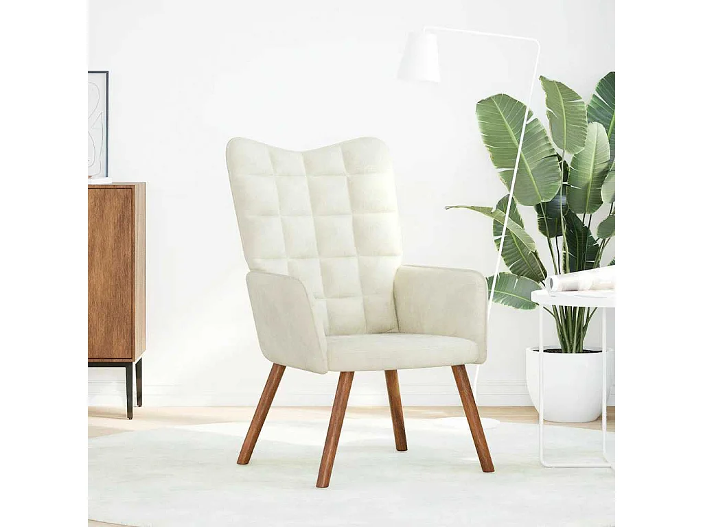 Fauteuil de Salon-Chaise de relaxation moderne crème velours SHL3366