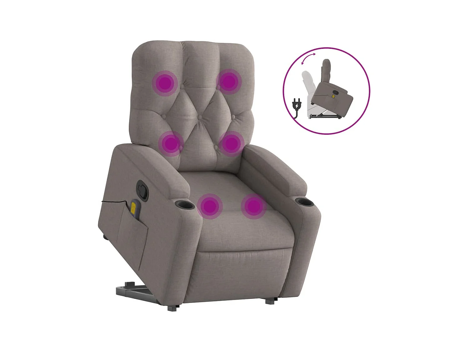 Sillón de relax | Sillón reclinable de masaje elevable tela gris taupé SHL9108