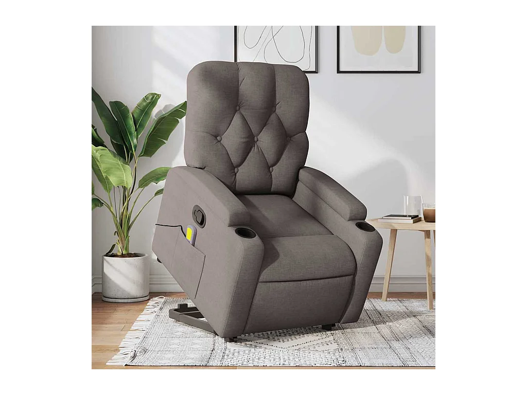Sillón de relax | Sillón reclinable de masaje elevable tela gris taupé SHL9108