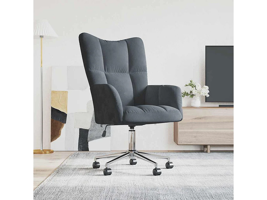 Relaxsessel | Lounge Sessel Dunkelgrau Samt SHL53481