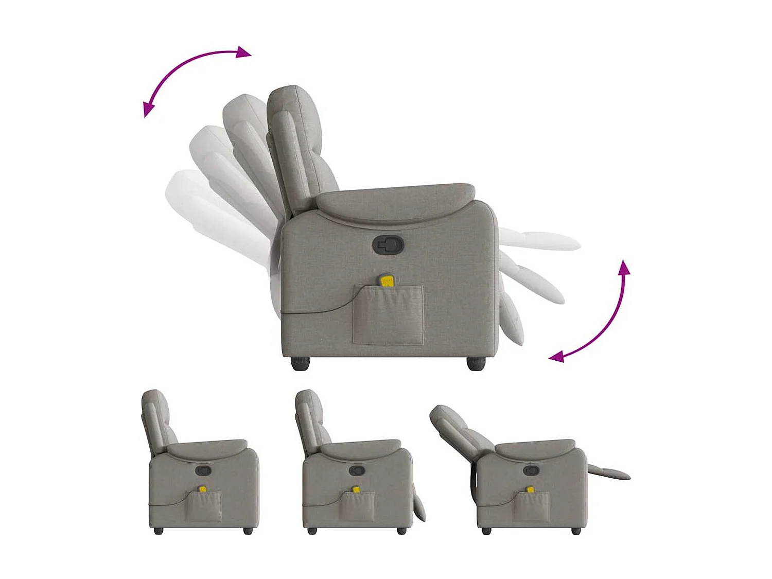 Sillón de salón | Silla | Sillón de masaje reclinable de tela gris taupé SHL3515