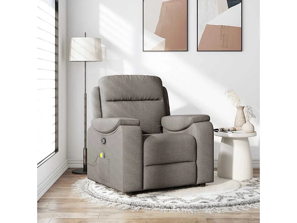 Fauteuil inclinable-Chaise de relax-Fauteuil de Massage Taupe Tissu SHL2582