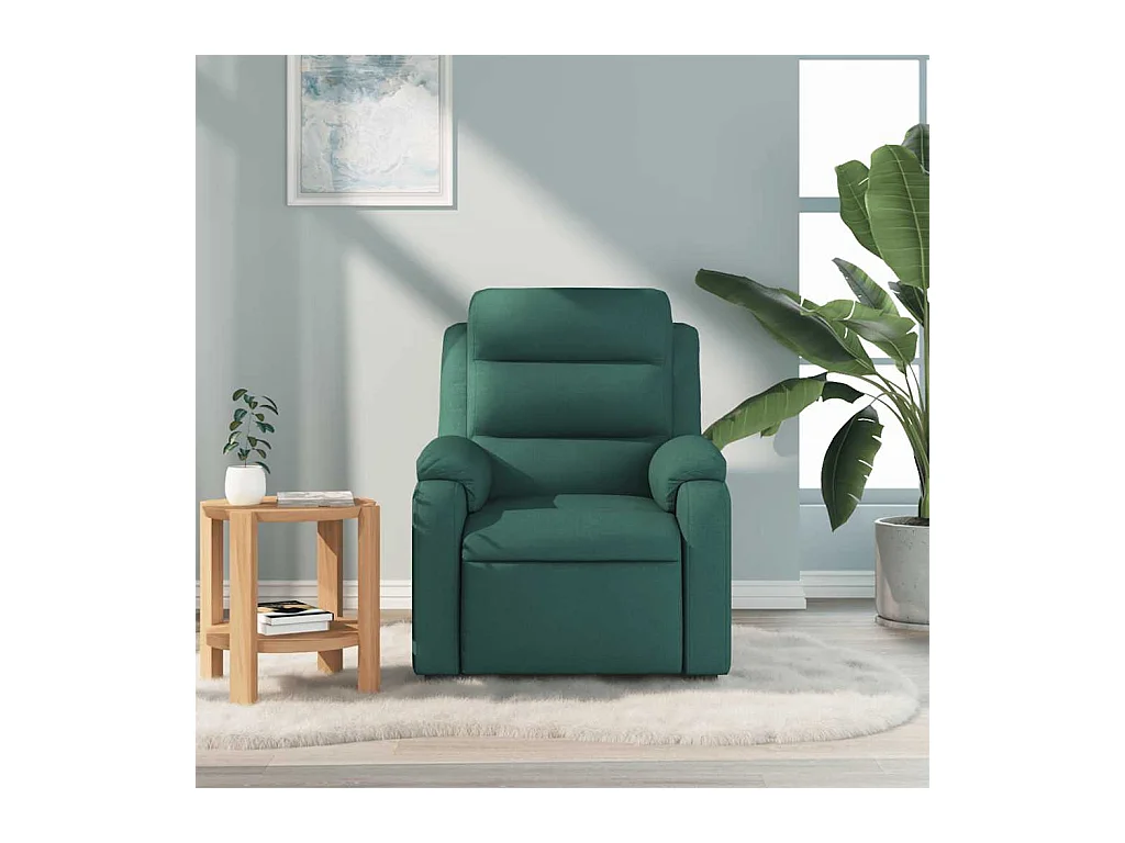 Fauteuil inclinable-Chaise de relax-Fauteuil de Massage Vert foncé Tissu SHL3569