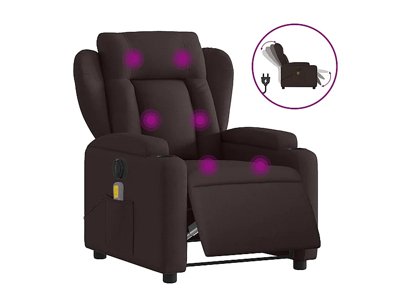 Fauteuil inclinable électrique-Fauteuil de massage pour Salon Marron foncé Tissu SHL2560