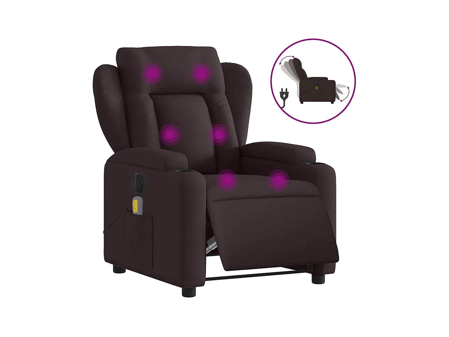 Fauteuil inclinable électrique-Fauteuil de massage pour Salon Marron foncé Tissu SHL2560