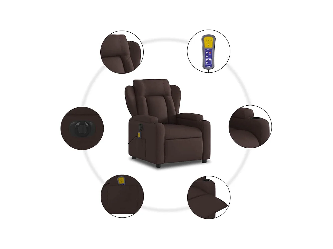 Fauteuil inclinable électrique-Fauteuil de massage pour Salon Marron foncé Tissu SHL2560