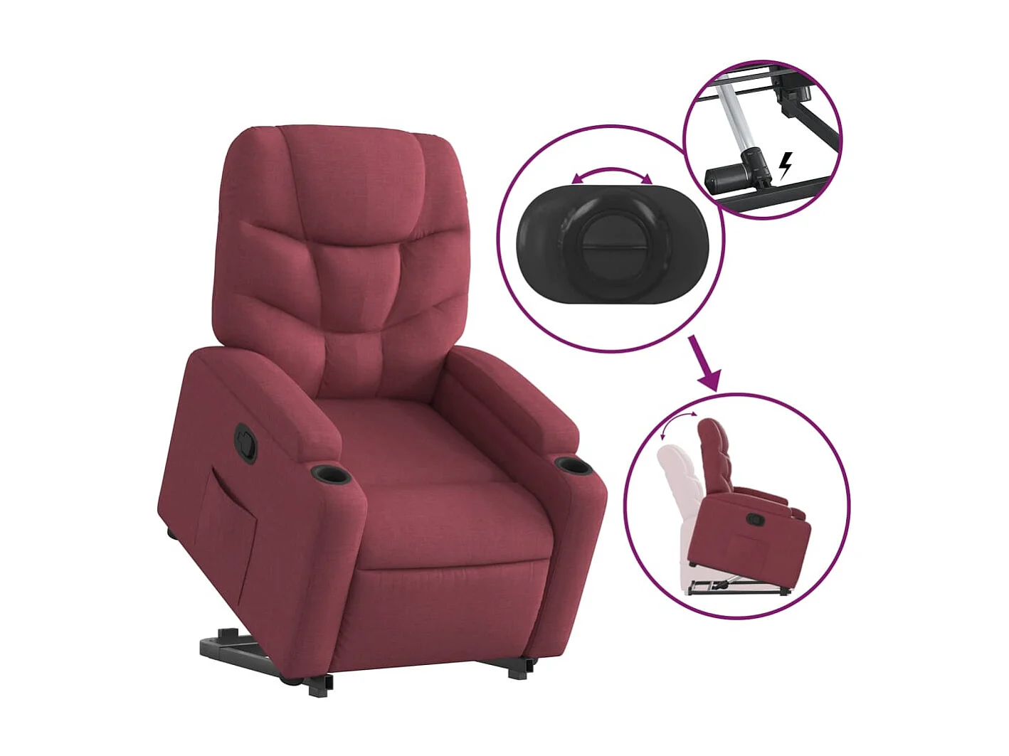 Fauteuil inclinable-Chaise de relax-Fauteuil salon rouge bordeaux tissu SHL3404