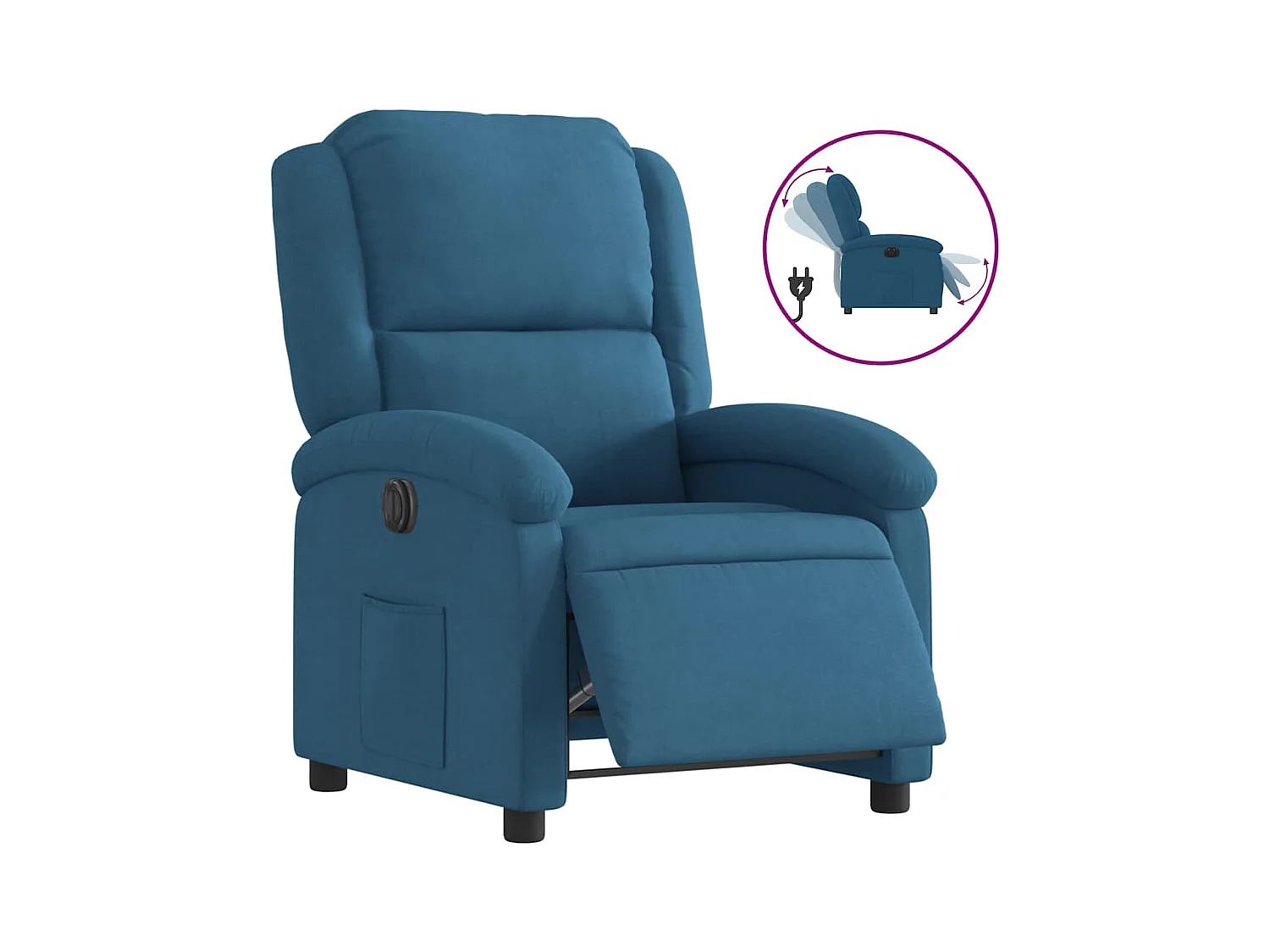 Fauteuil inclinable électrique-Chaise de relax-Fauteuil salon bleu velours SHL3792