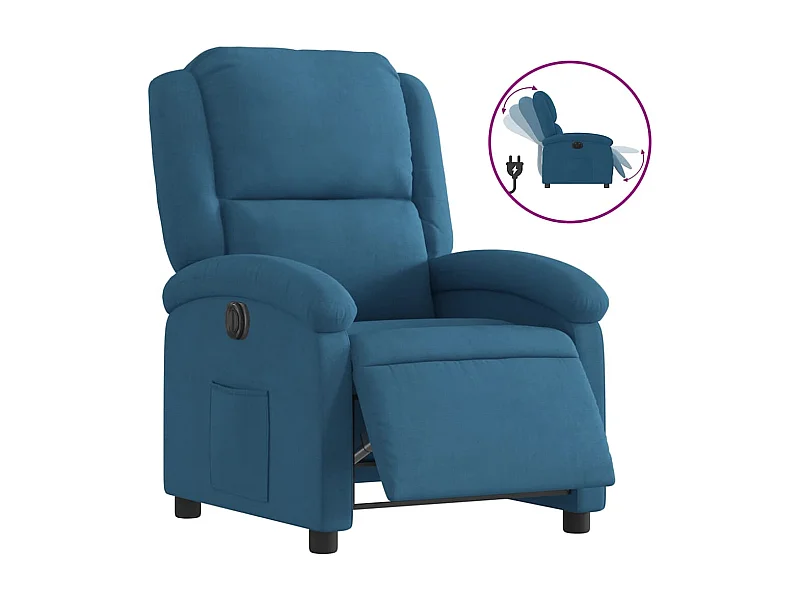 Relaxstoel | Fauteuil elektrisch verstelbaar fluweel blauw
