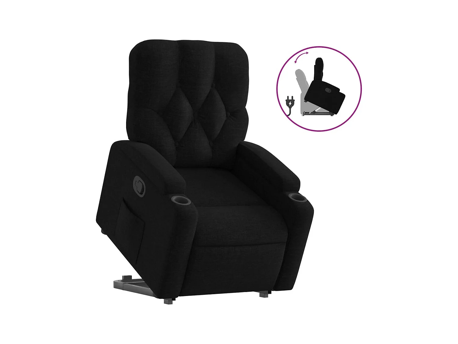Fauteuil inclinable-Chaise de relax-Fauteuil salon noir tissu SHL1368