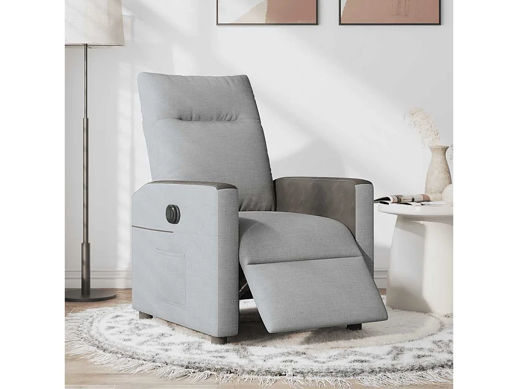 Fauteuil inclinable électrique-Chaise de relax-Fauteuil TV Gris clair Tissu SHL1699