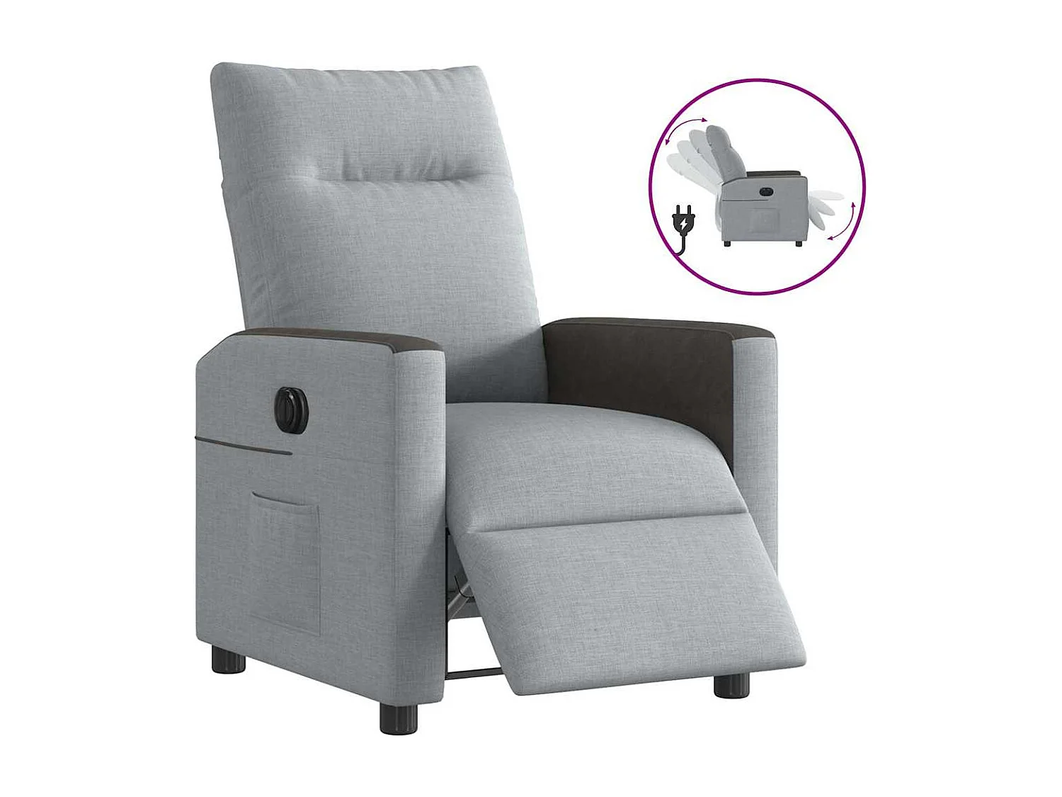 Fauteuil inclinable électrique-Chaise de relax-Fauteuil TV Gris clair Tissu SHL1699