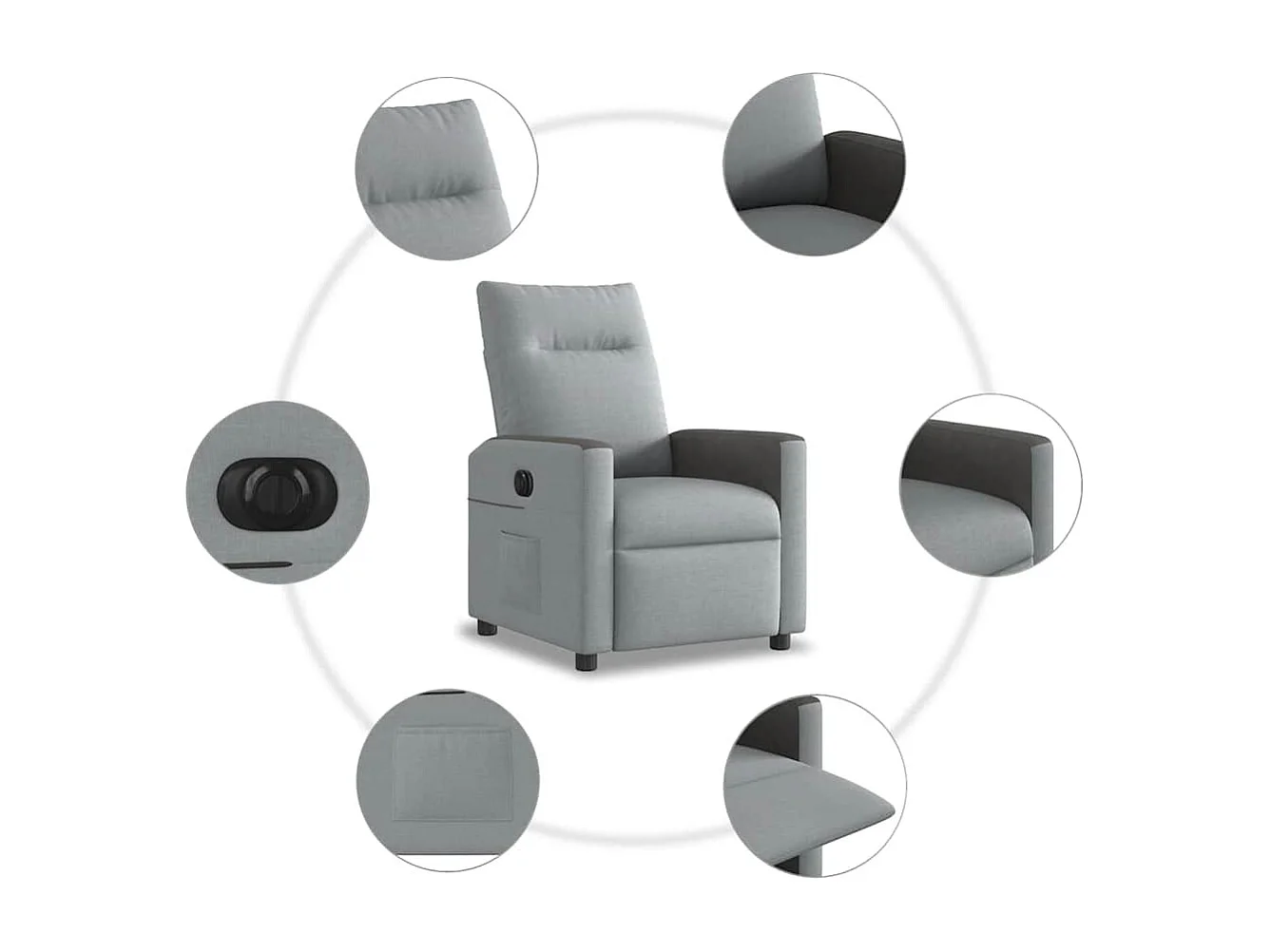 Fauteuil inclinable électrique-Chaise de relax-Fauteuil TV Gris clair Tissu SHL1699