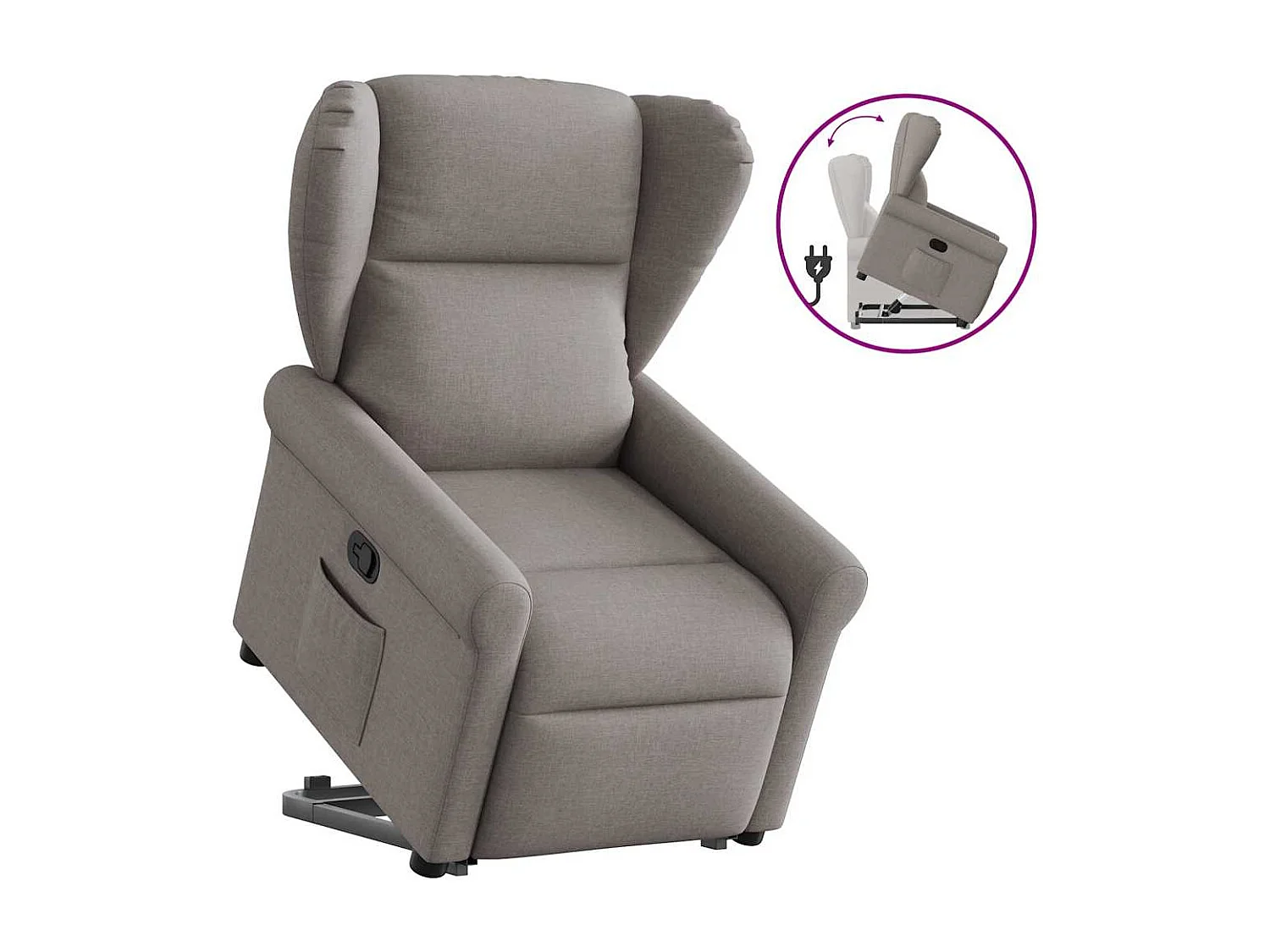 Sillón de relax | Silla | Sillón reclinable elevable tela gris taupe SHL2050