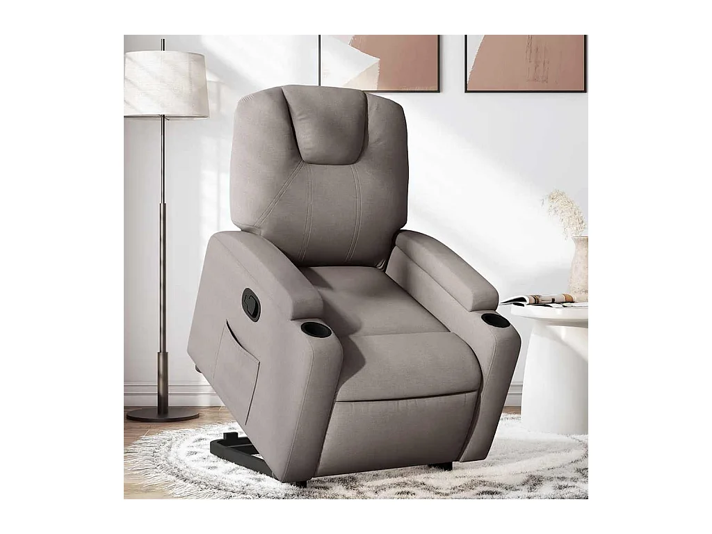 Sillón de relax | Silla | Sillón reclinable elevable tela gris taupe SHL7483