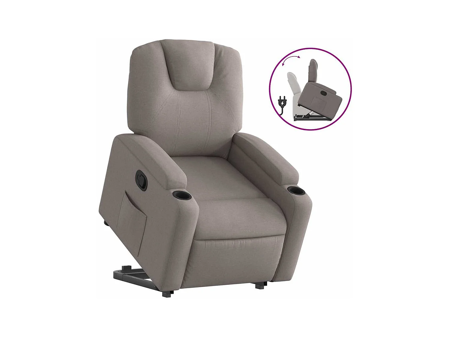 Fauteuil inclinable-Chaise de relax-Fauteuil salon taupe tissu SHL3628