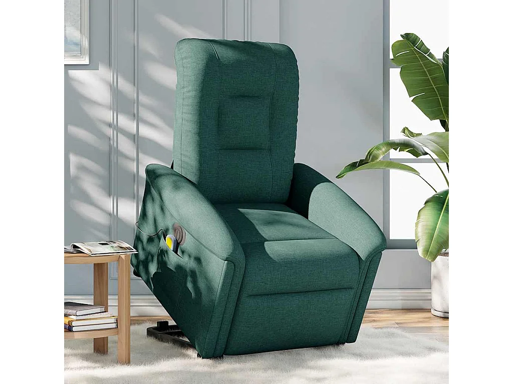 Relaxsessel | Elektrischer Massagesessel mit Aufstehhilfe Dunkelgrün Stoff SHL730