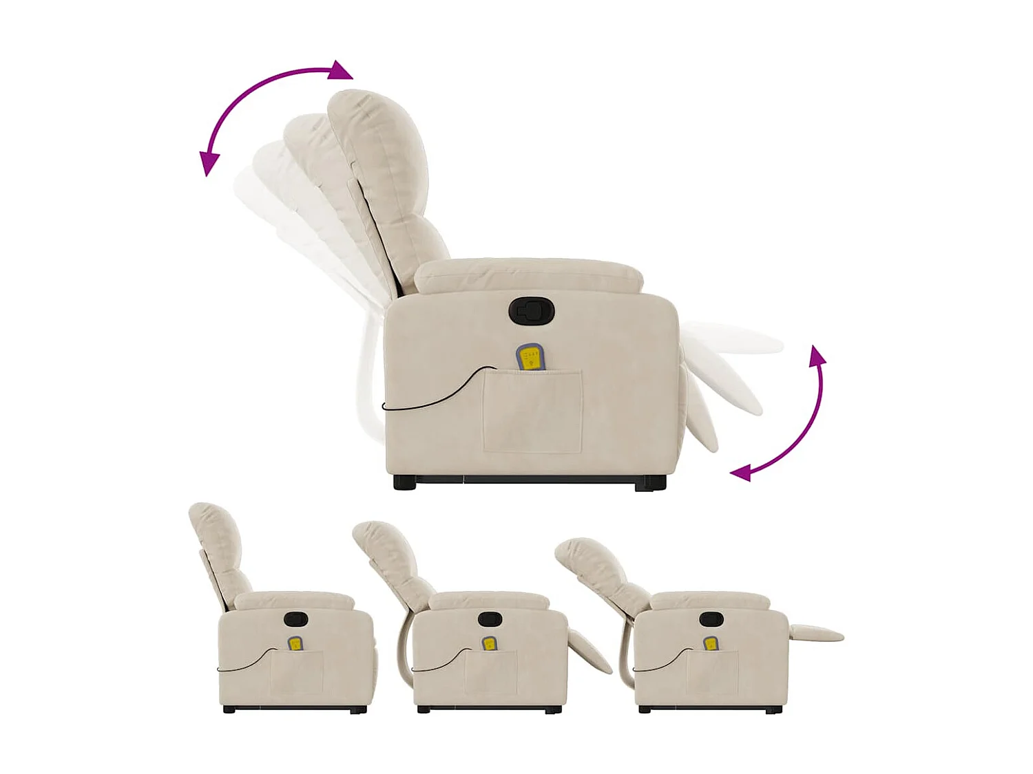 Sillón de relax | Sillón reclinable de masaje elevable tela de microfibra beige SHL4772