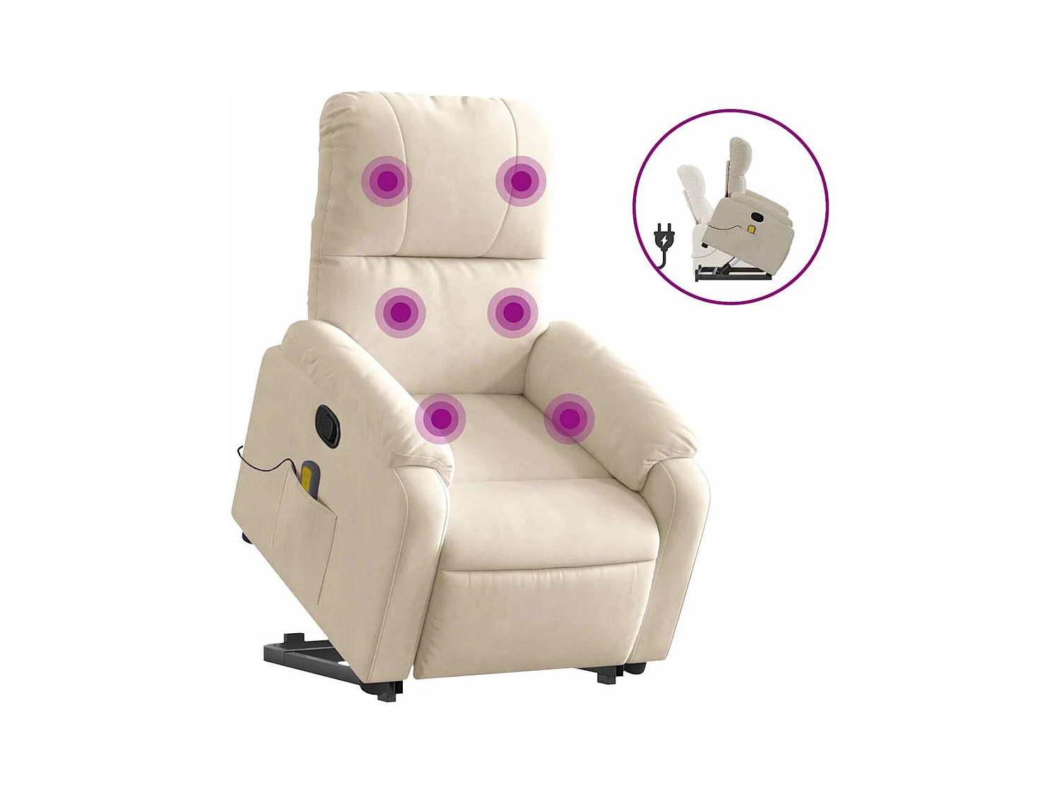 Fauteuil inclinable-Chaise de relax-Fauteuil de Massage beige tissu microfibre SHL1958