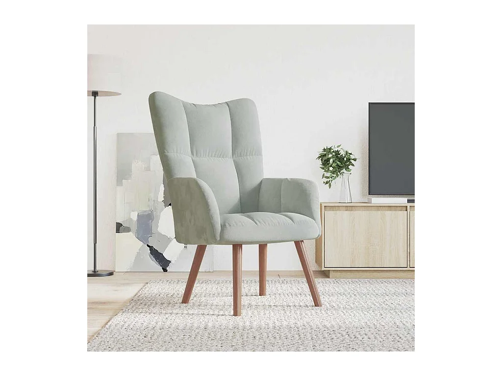 Sillón de relax | Silla de relax de terciopelo gris claro SHL3158