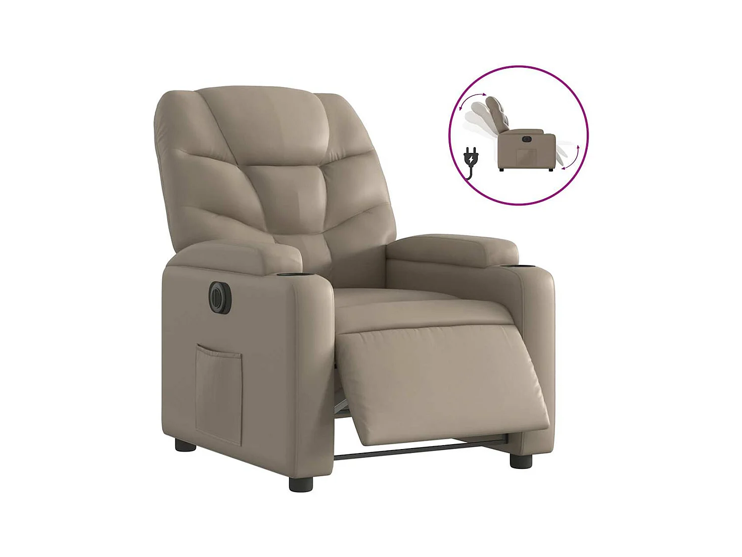 Sillón de relax | Sillón reclinable eléctrico de cuero sintético color capuchino SHL2788