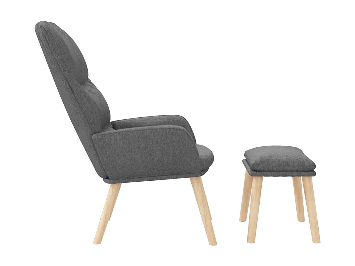Chaise de relaxation moderne avec tabouret-Fauteuil de Salon Gris clair Tissu SHL5304