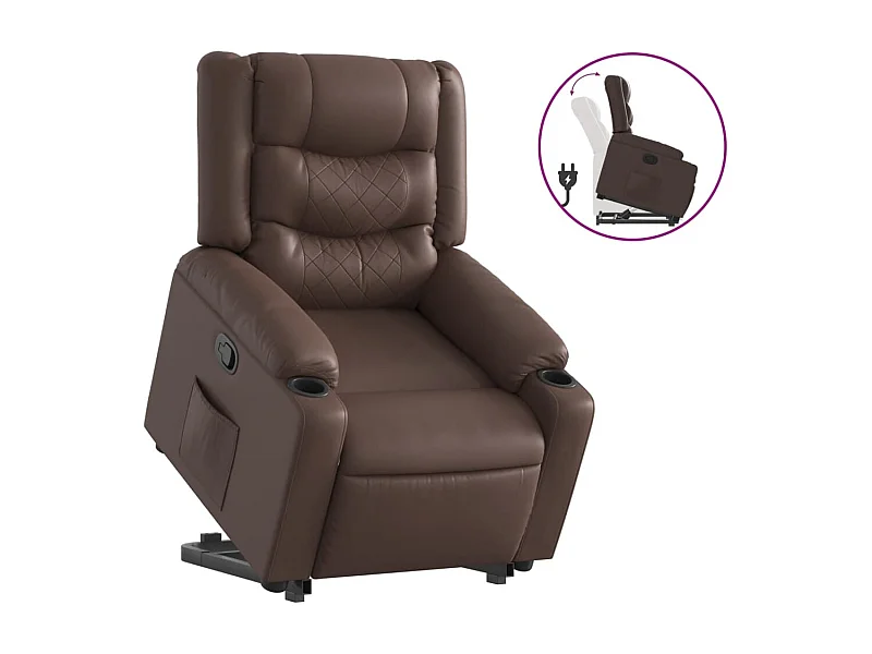 Fauteuil inclinable-Chaise de relax-Fauteuil salon marron similicuir SHL3898