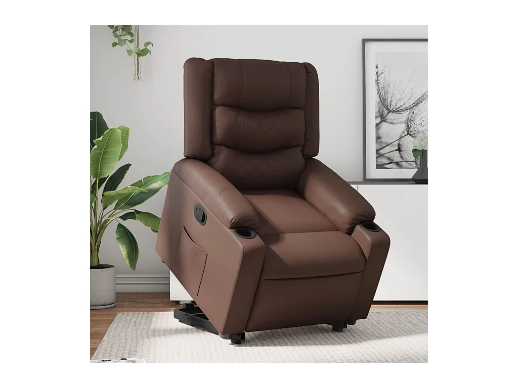 Sillón de relax | Sillón reclinable elevable cuero sintético marrón SHL7960