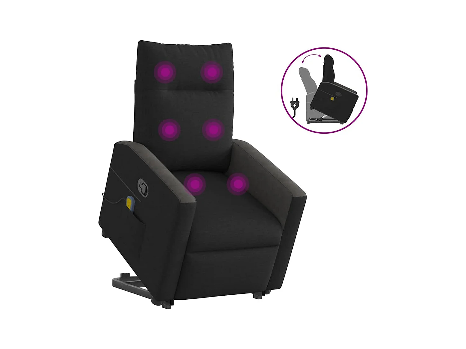 Sillón de relax | Sillón reclinable de masaje elevable tela negro SHL5281