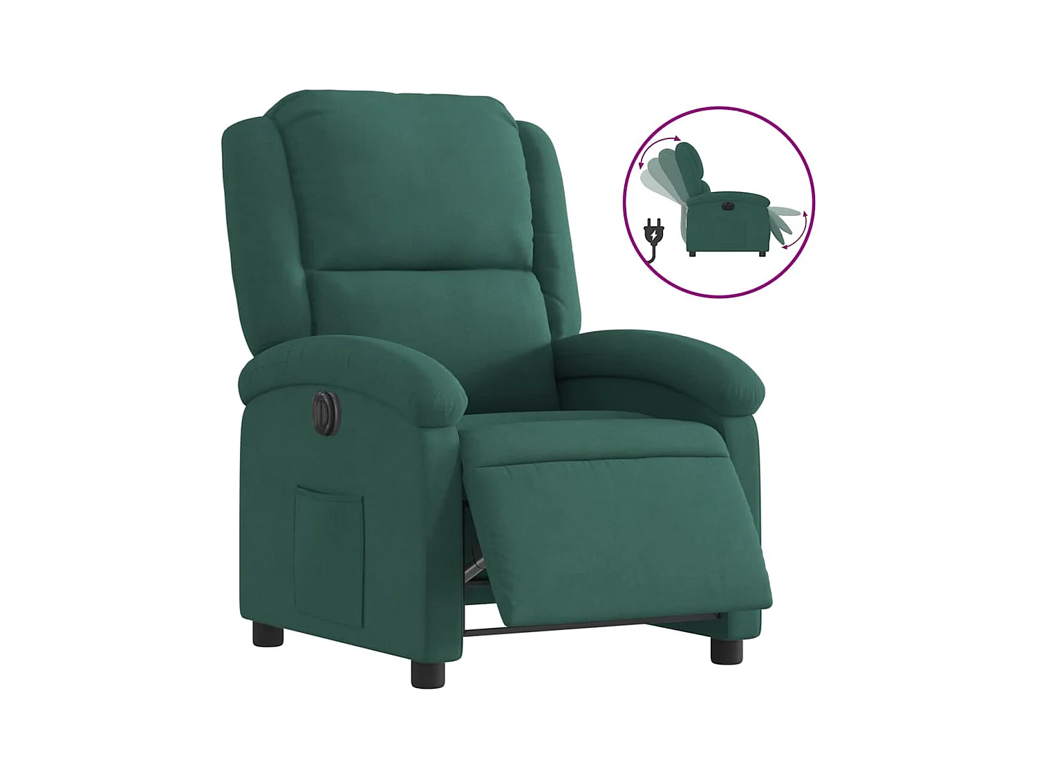 Fauteuil inclinable électrique-Chaise de relax-Fauteuil salon vert foncé velours SHL3429