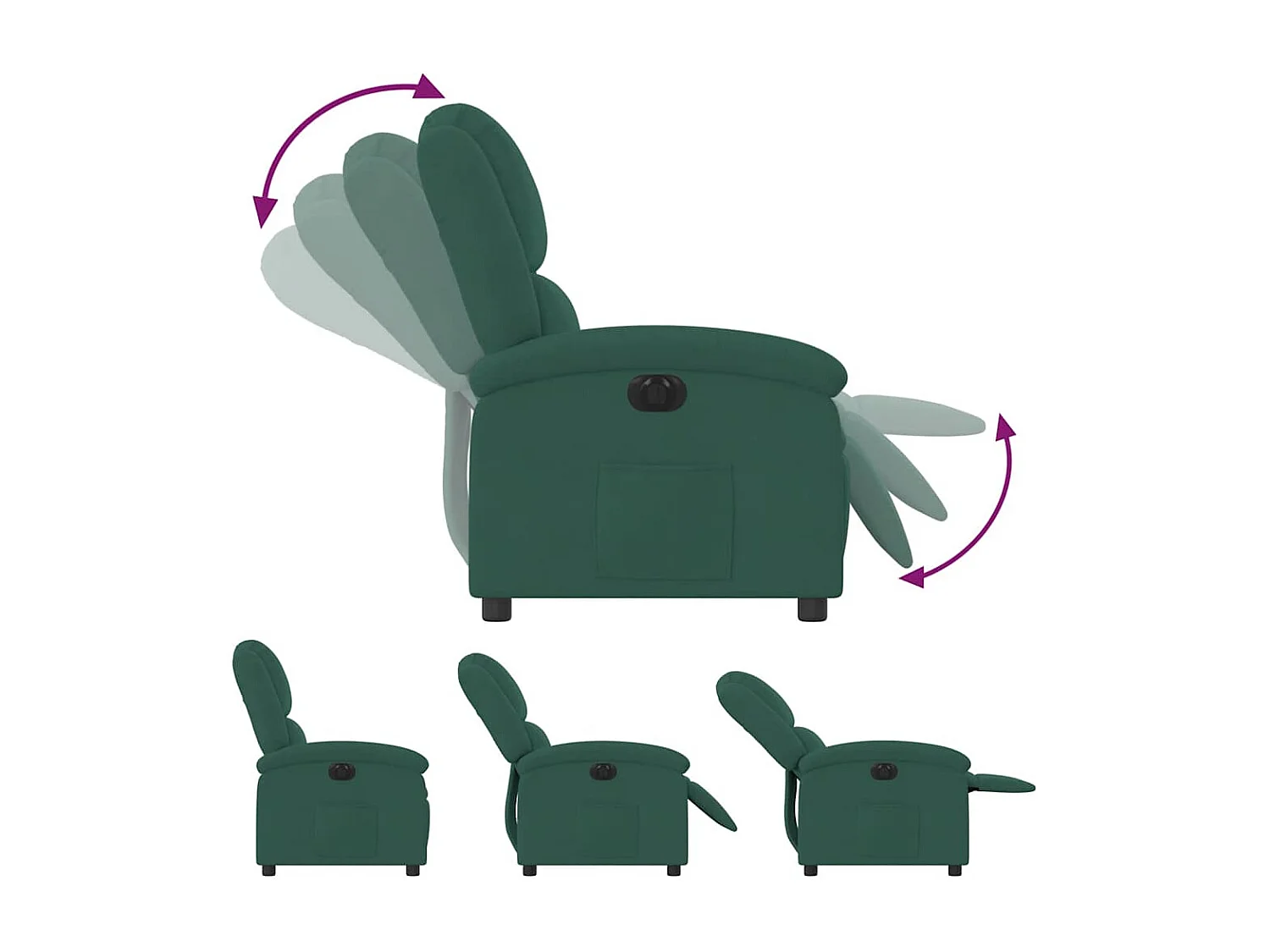 Fauteuil inclinable électrique-Chaise de relax-Fauteuil salon vert foncé velours SHL3429