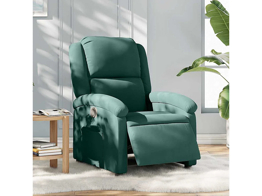 Relaxsessel Elektrisch | Lounge Sessel indoor Dunkelgrün Samt SHL76756