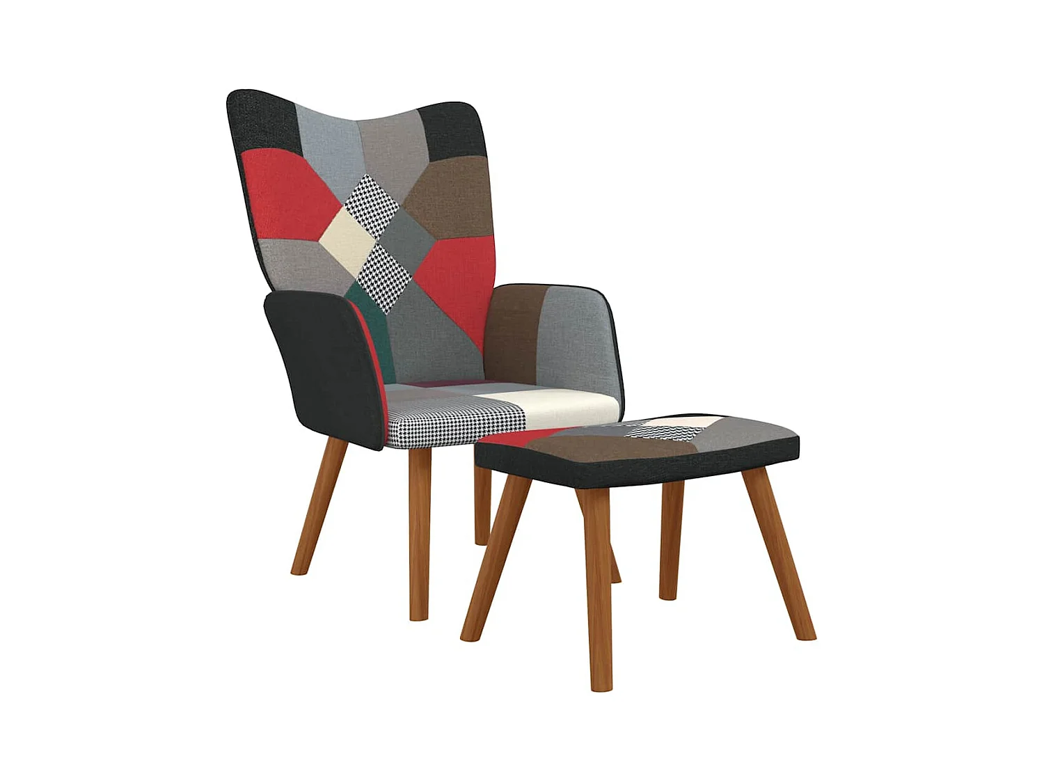 Silla de relajación | Sillón de relax con reposapiés tela patchwork SHL2859