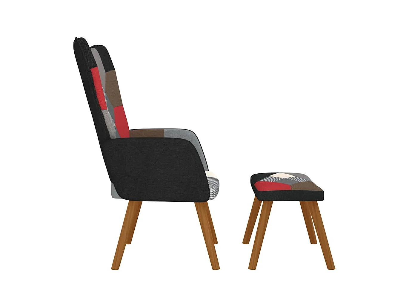 Silla de relajación | Sillón de relax con reposapiés tela patchwork SHL2859