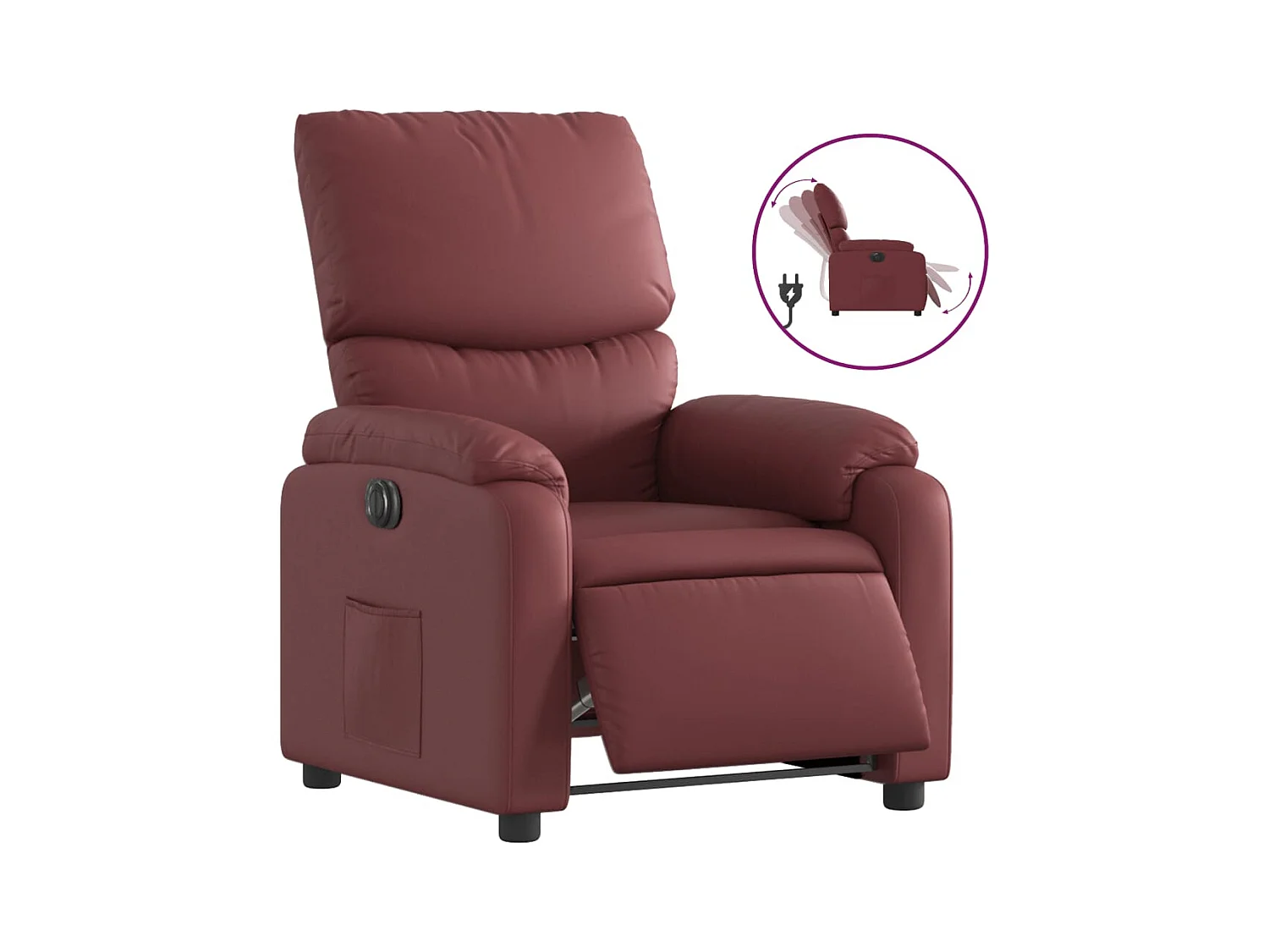 Fauteuil inclinable électrique-Chaise de relax-Fauteuil salon Rouge bordeaux Similicuir SHL4513
