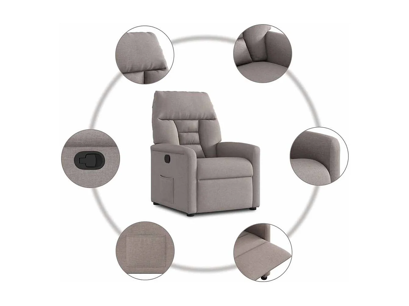 Sillón de relax | Silla | Sillón reclinable de tela gris taupe SHL6216