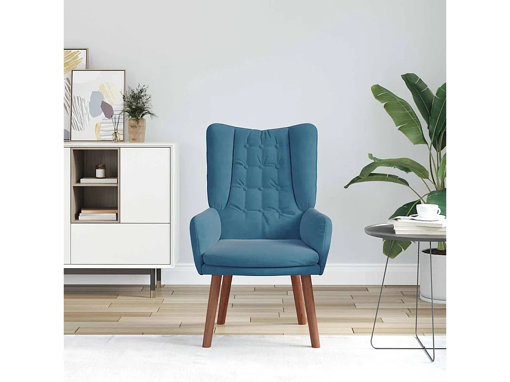 Relaxstoel | Ontspanningsstoel Blauw 63 x 67 x 94 cm Fluweel