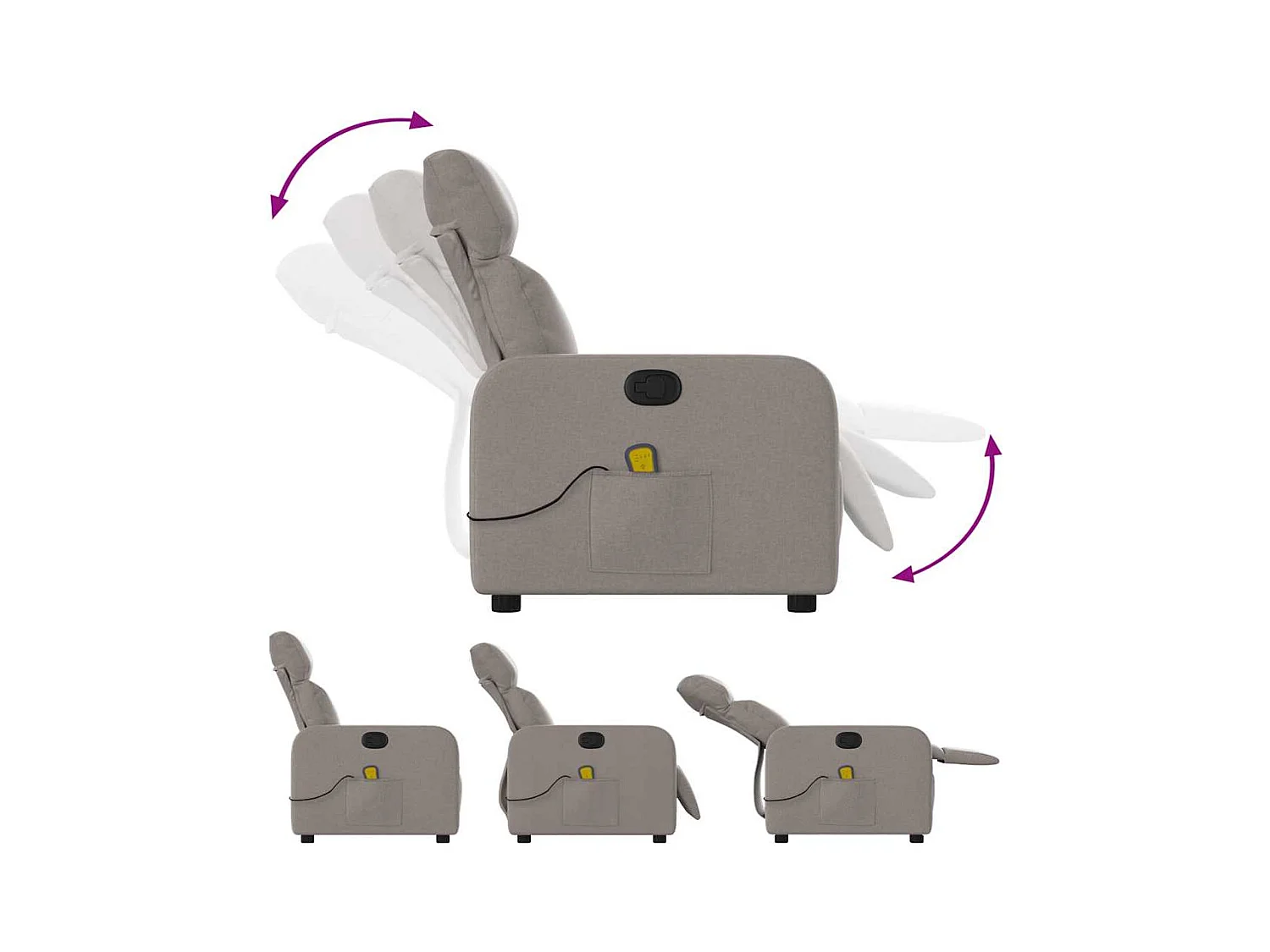 Poltrona de massagens reclinável tecido cinzento-acastanhado SHL616885