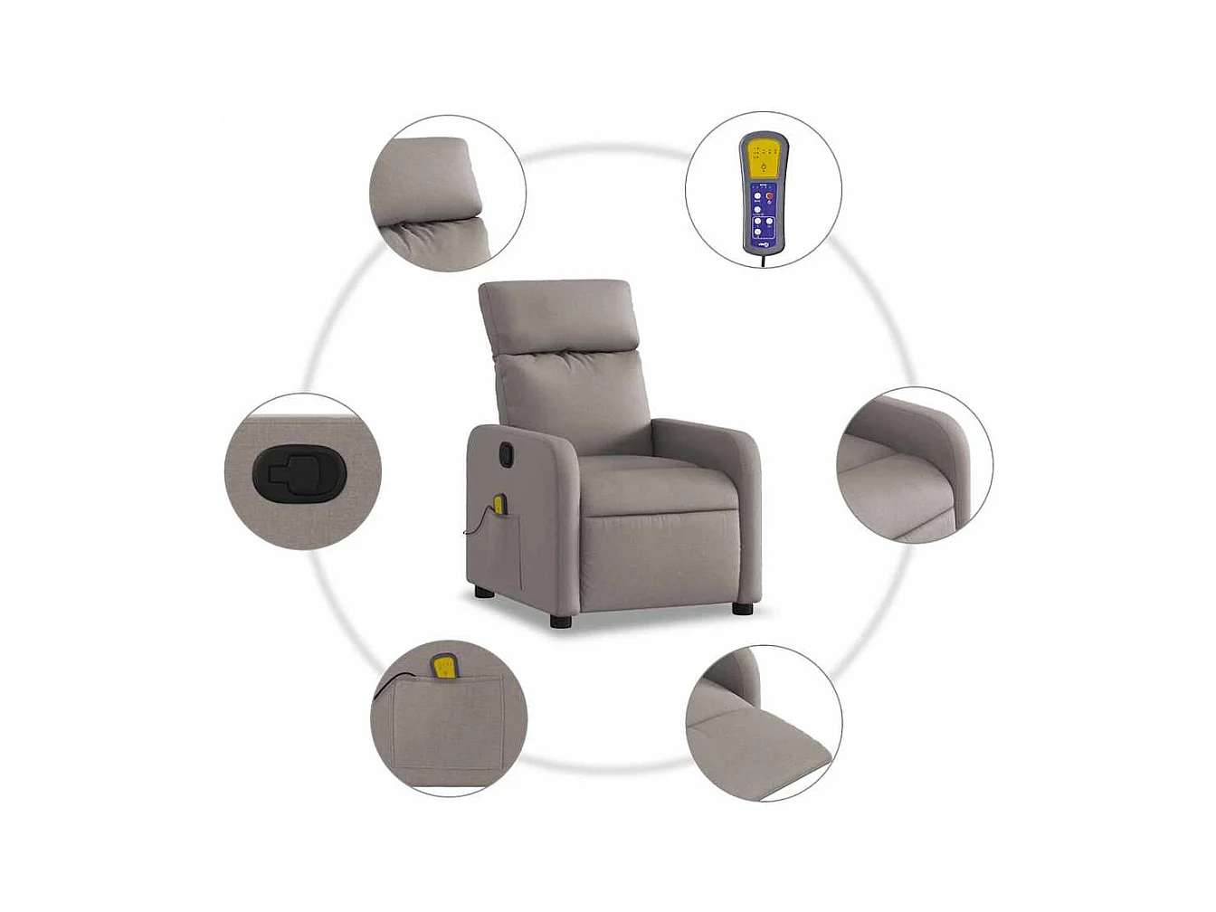 Poltrona de massagens reclinável tecido cinzento-acastanhado SHL616885