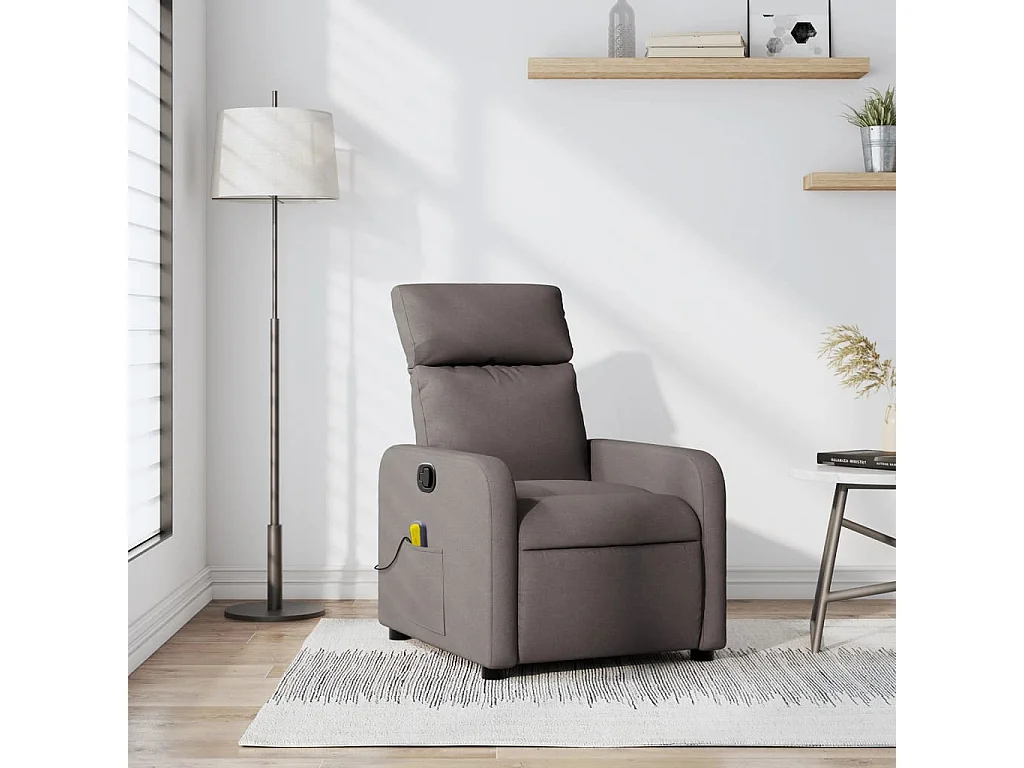 Sillón de salón | Silla | Sillón de masaje reclinable de tela gris taupé SHL7372