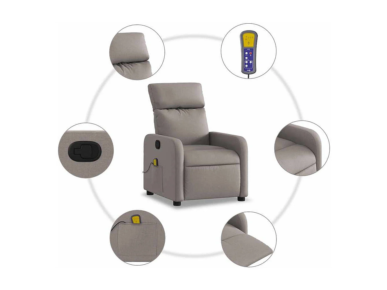 Sillón de salón | Silla | Sillón de masaje reclinable de tela gris taupé SHL7372