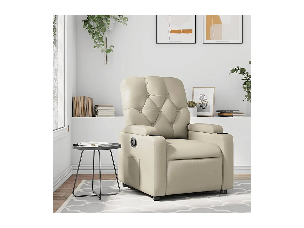 Sillón de relax | Sillón reclinable de cuero sintético crema SHL6692