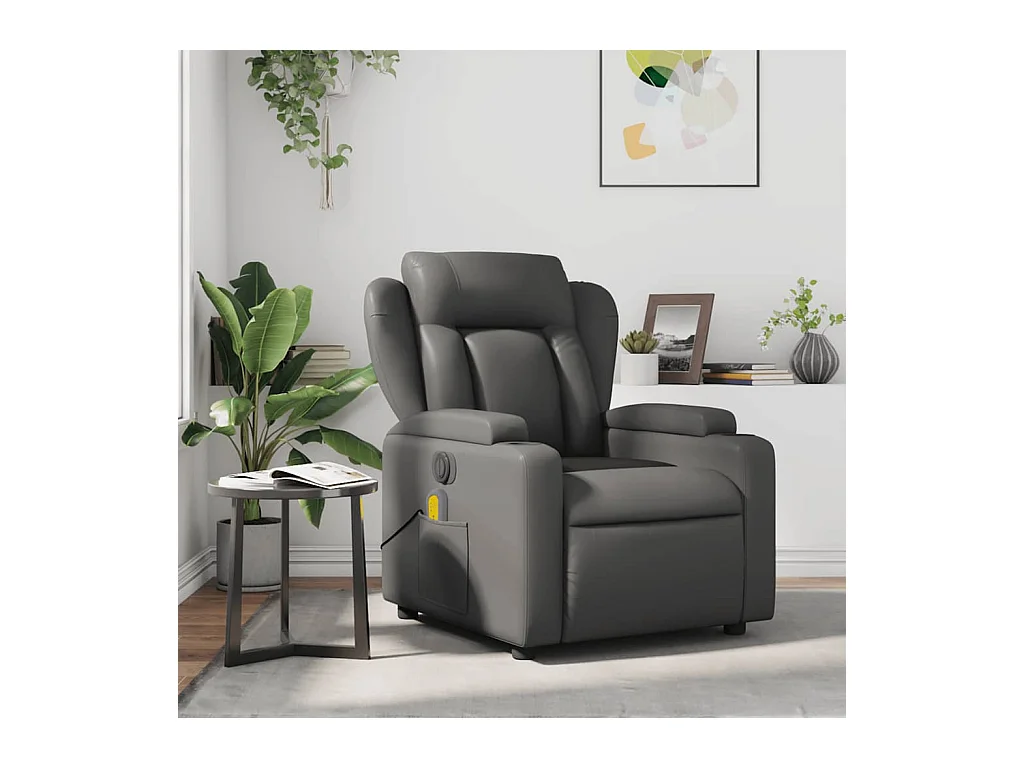 Sillón de salón | Silla | Sillón de masaje reclinable cuero sintético gris SHL7277