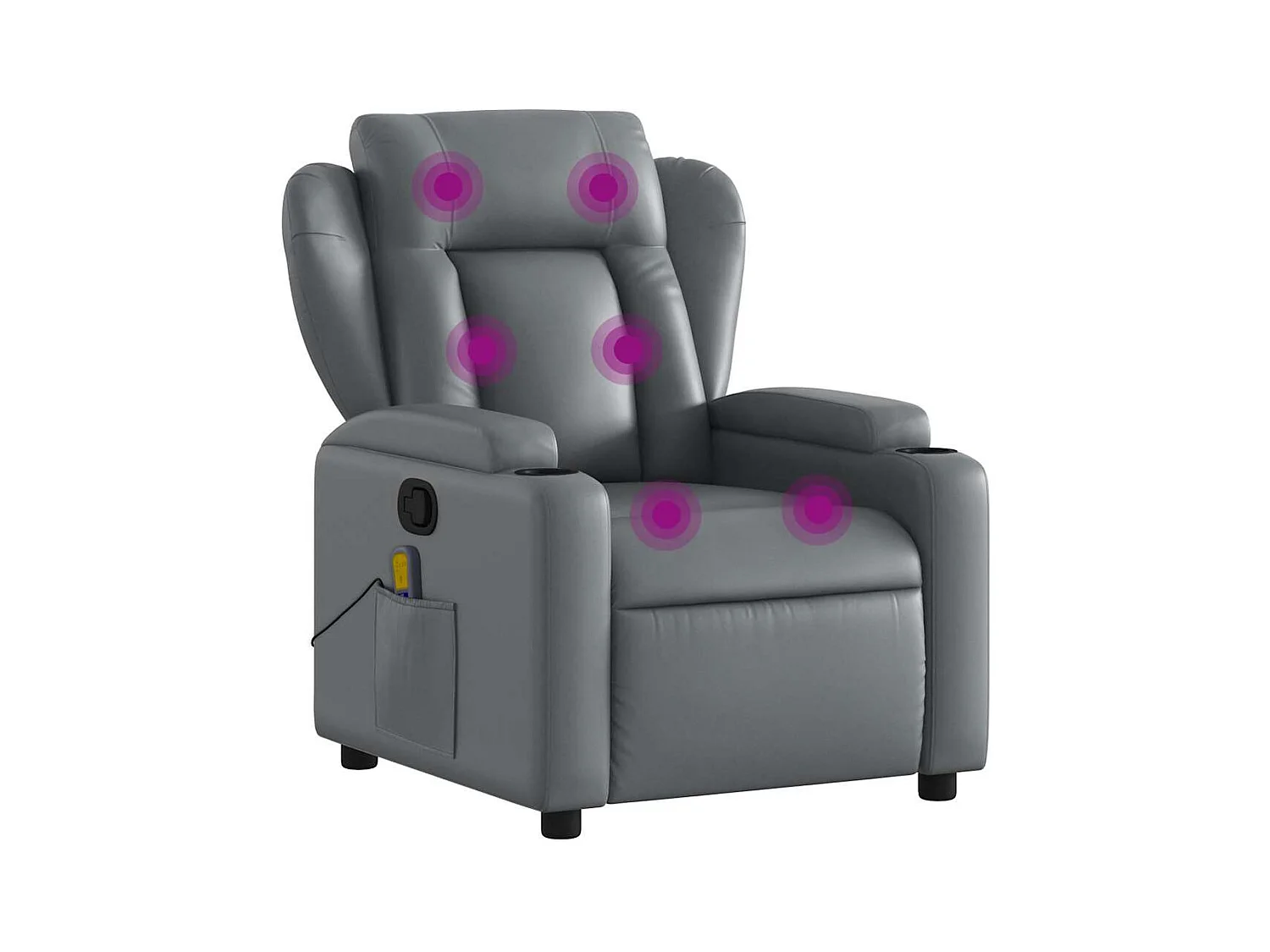 Fauteuil inclinable-Chaise de relax-Fauteuil de Massage Gris Similicuir SHL4373