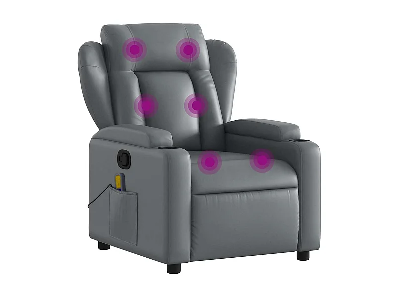 Fauteuil inclinable-Chaise de relax-Fauteuil de Massage Gris Similicuir SHL4373